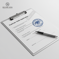 Duplicate title application form with notary seal and pen on white background